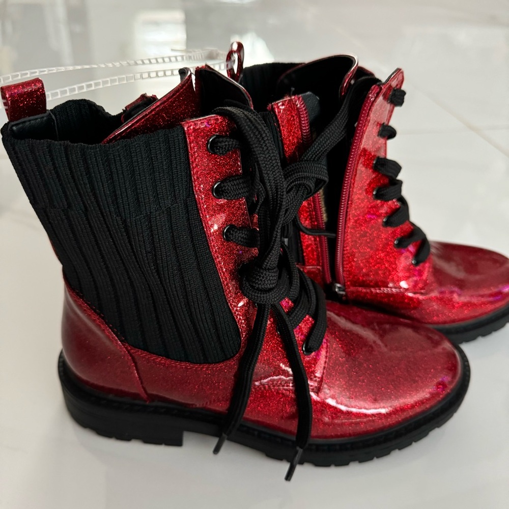 Sam Edelman girls red shiny boots size 2